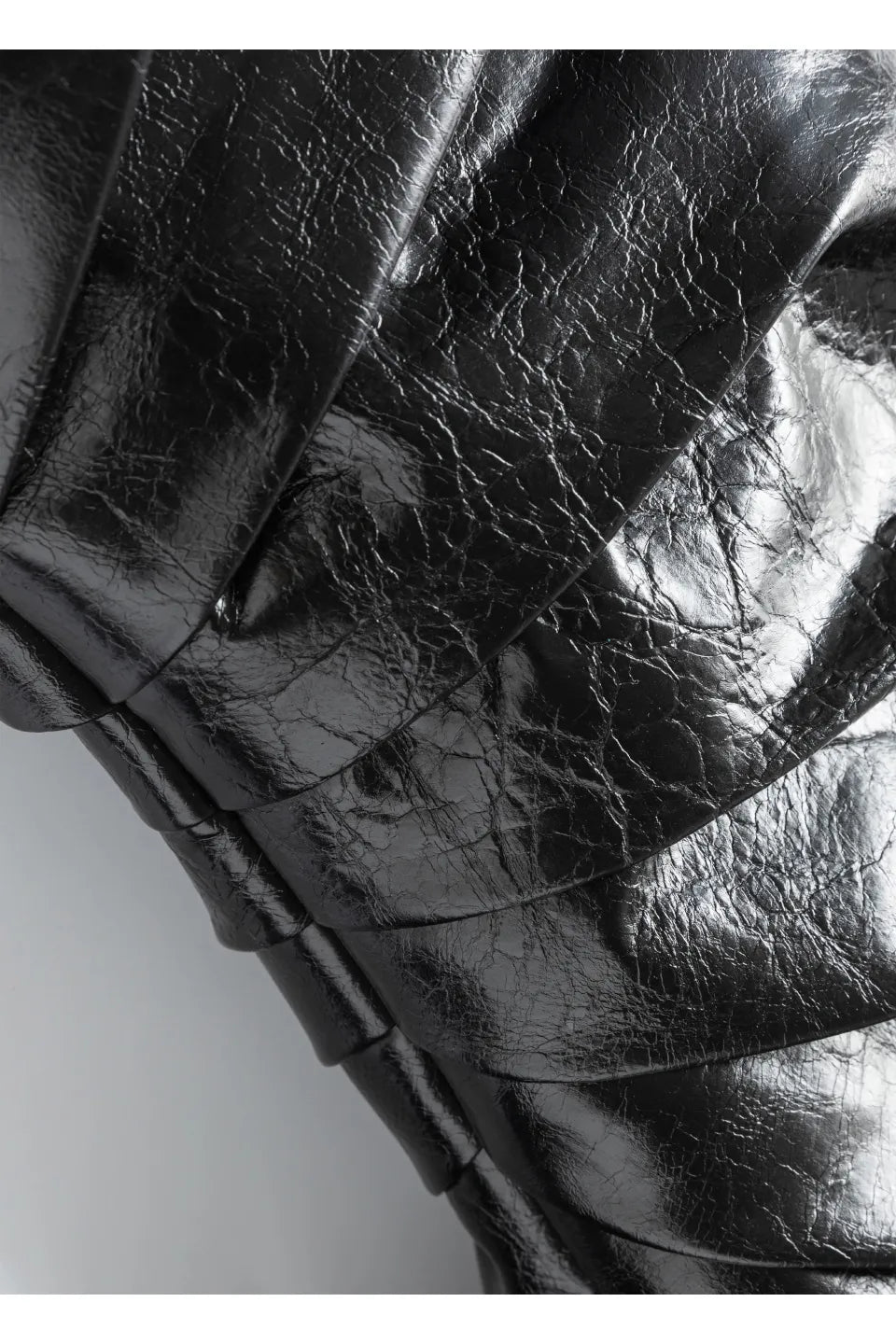 Pleated Leather Puffer Jacket