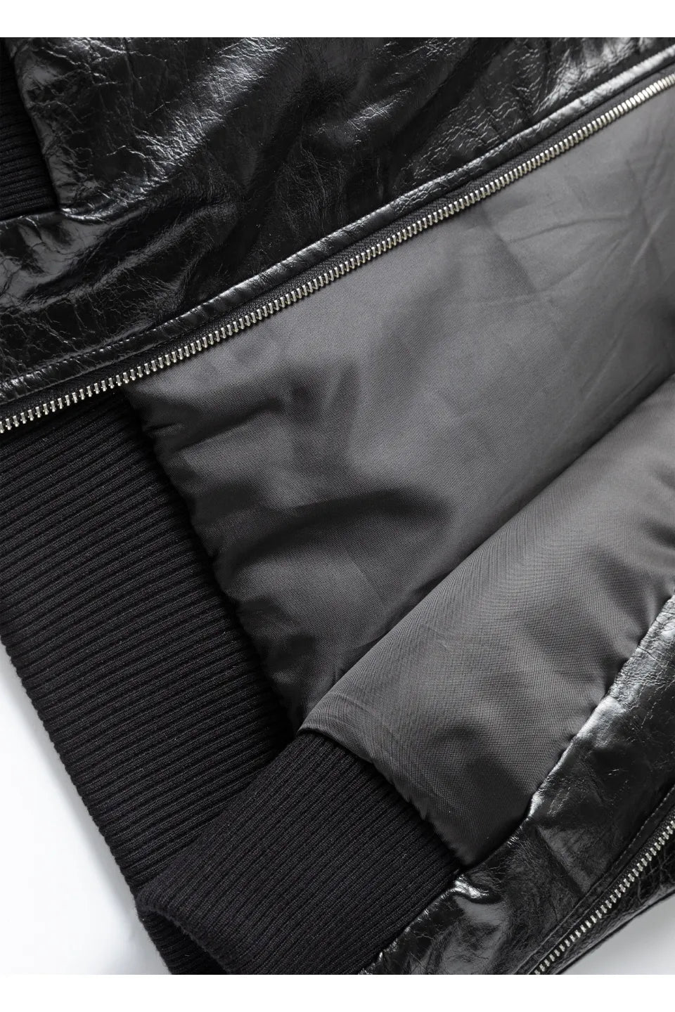 Pleated Leather Puffer Jacket