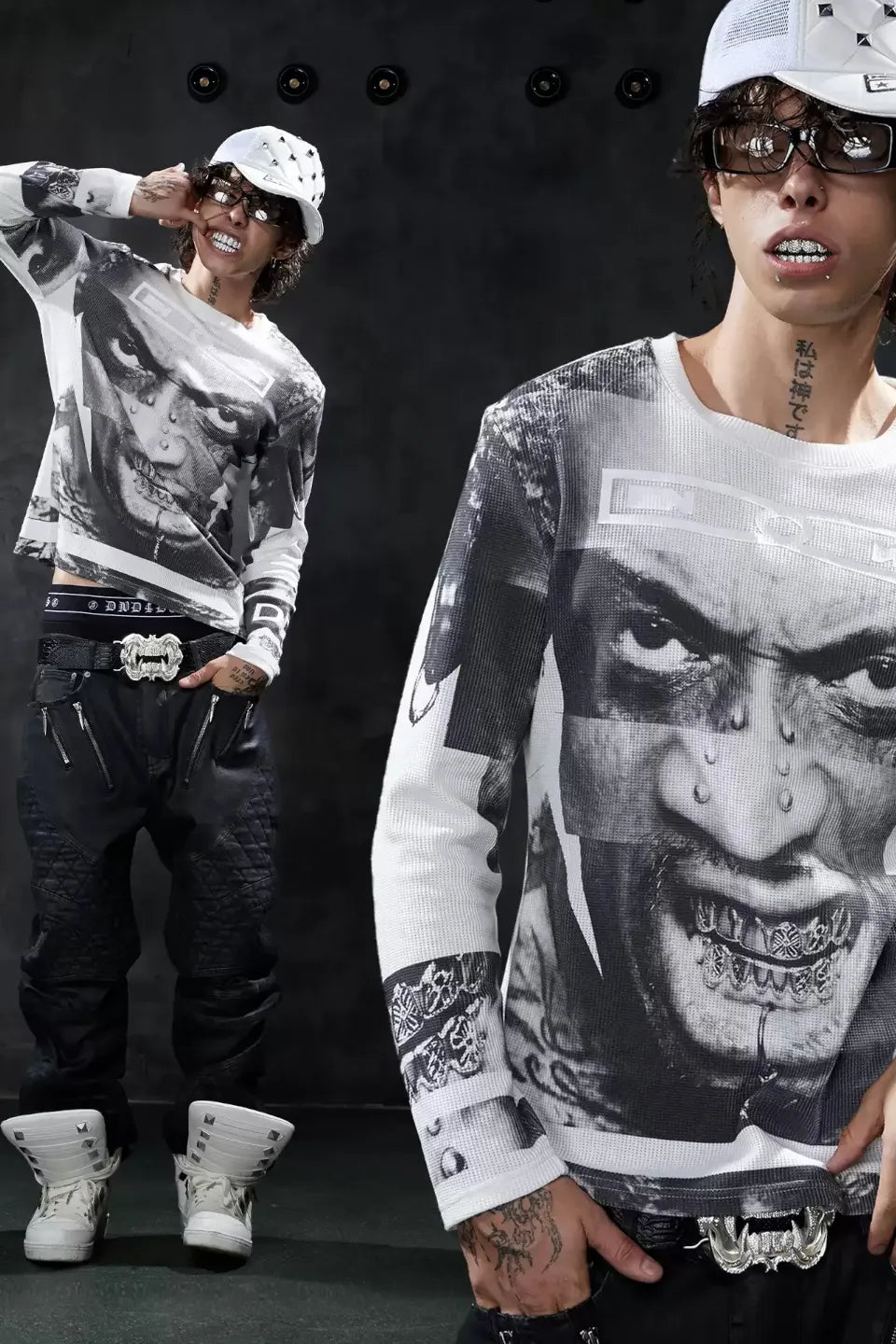 Portrait Graphic Thermal Waffle LS Tee