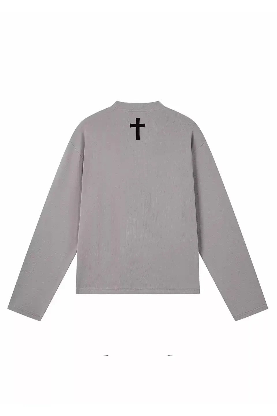 Printed Henley Long Sleeve Polo Tee