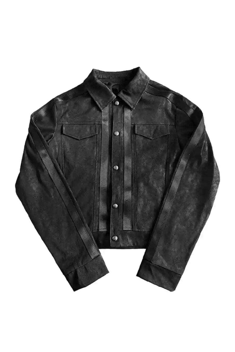 Prison Bird Vein Textured Leather Jacket