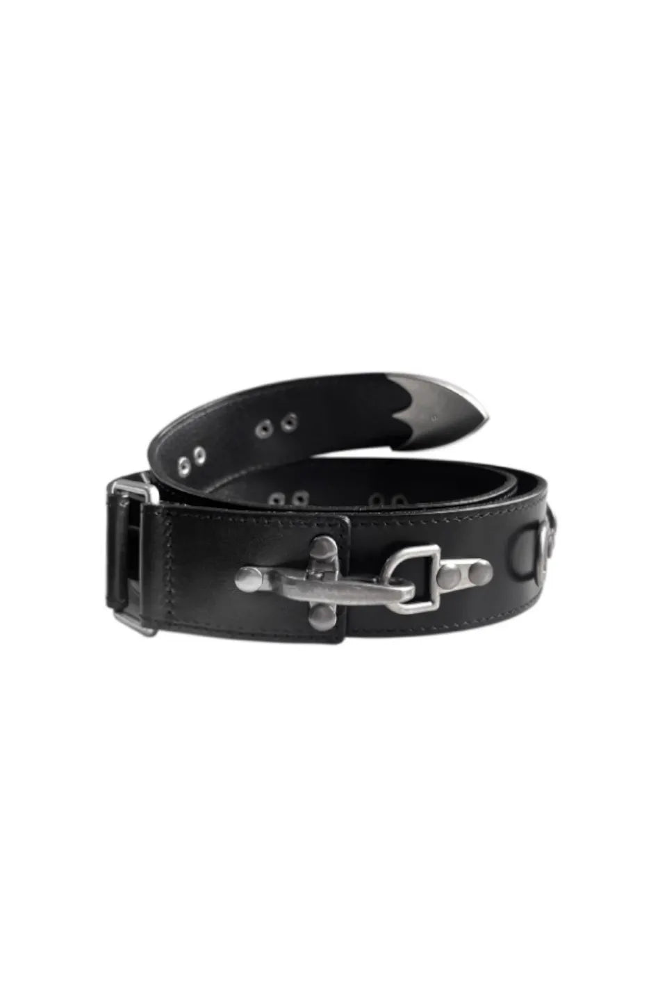 Punk Metal Distressed Matte Airplane Button Hook Adjustable Saddle Buckle Cowhide Belt