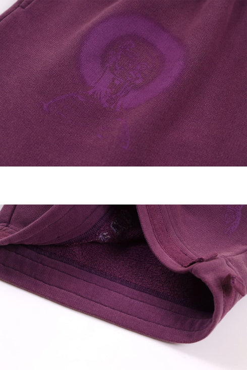 Purple Washed Cotton Shorts