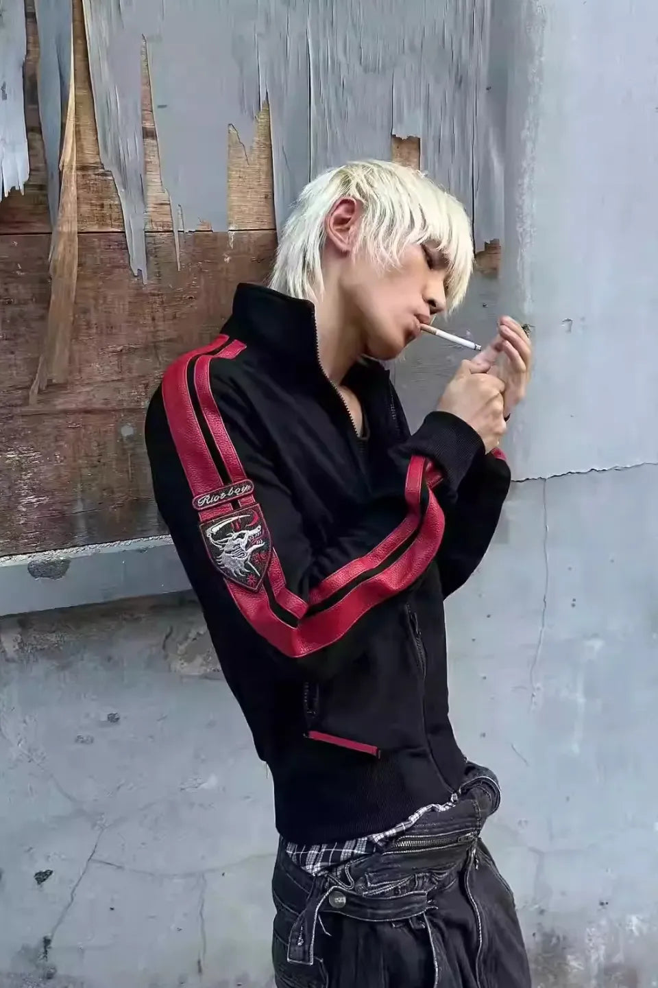 RUDE WOLF Blood Wolf Embroidered Suede Jacket