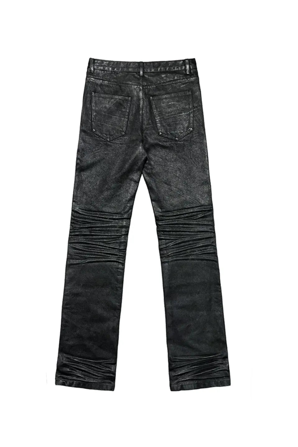 Metal Buckle Waxed Skinny Jeans