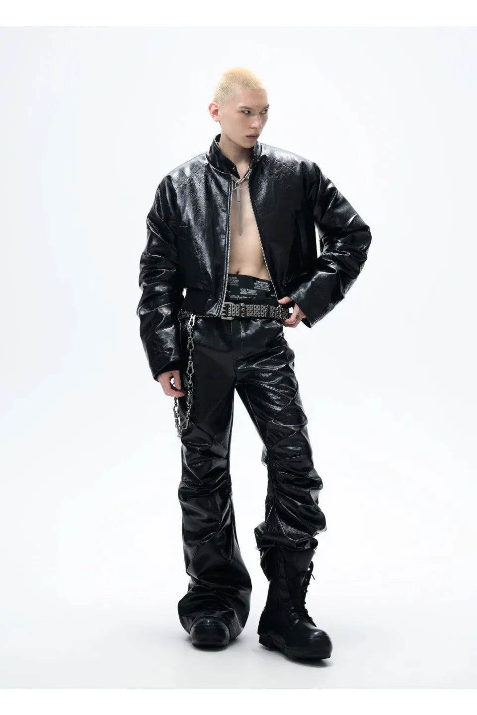 Radiant Pleat Leather Pants