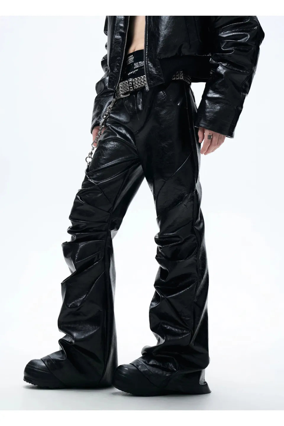 Radiant Pleat Leather Pants