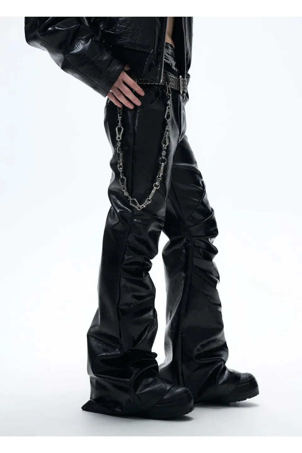 Radiant Pleat Leather Pants