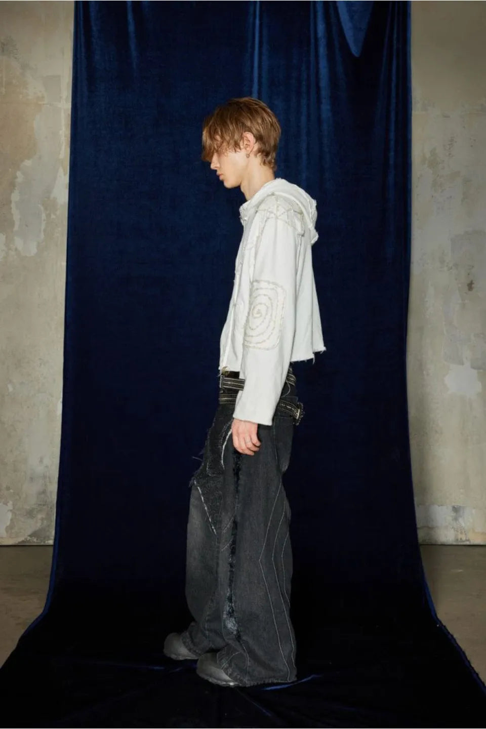 Raw Edge Faux Fur Spliced Jeans