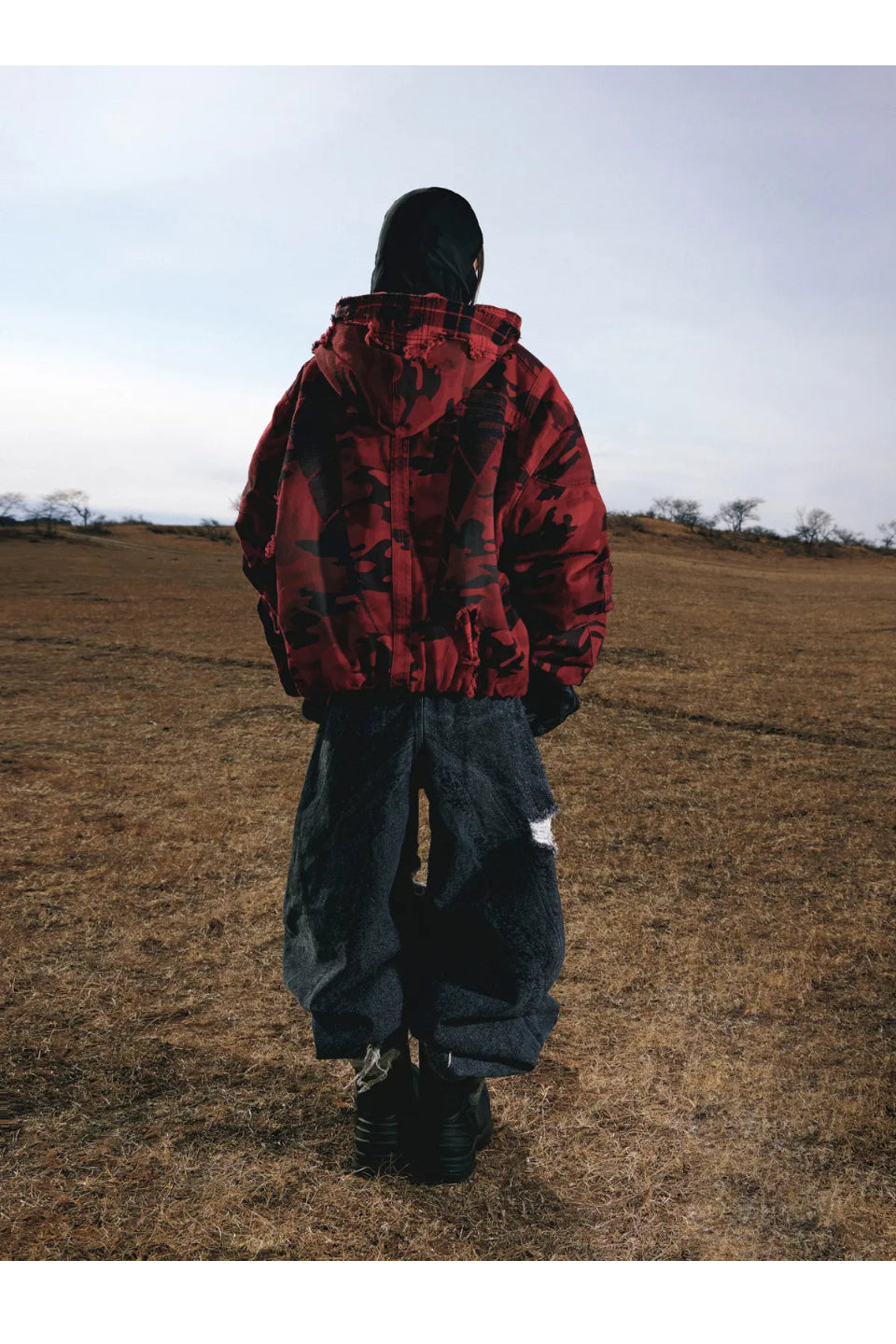 Red Camo Hoodie Cotton Jacket