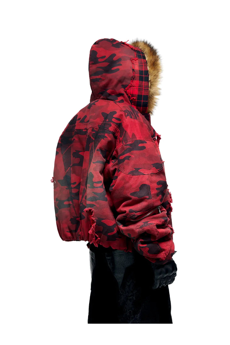 Red Camo Hoodie Cotton Jacket