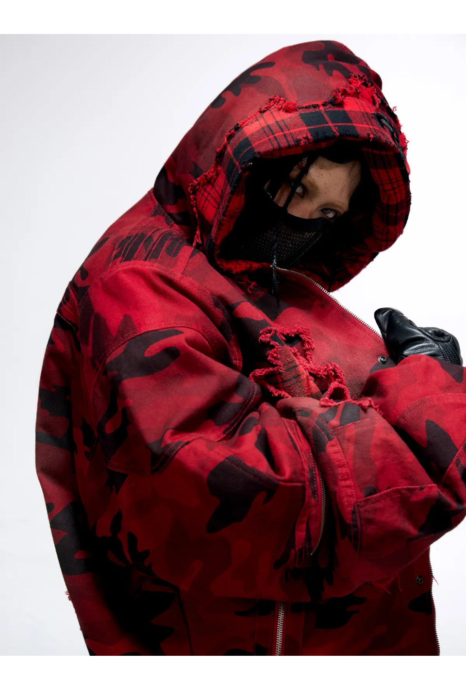 Red Camo Hoodie Cotton Jacket