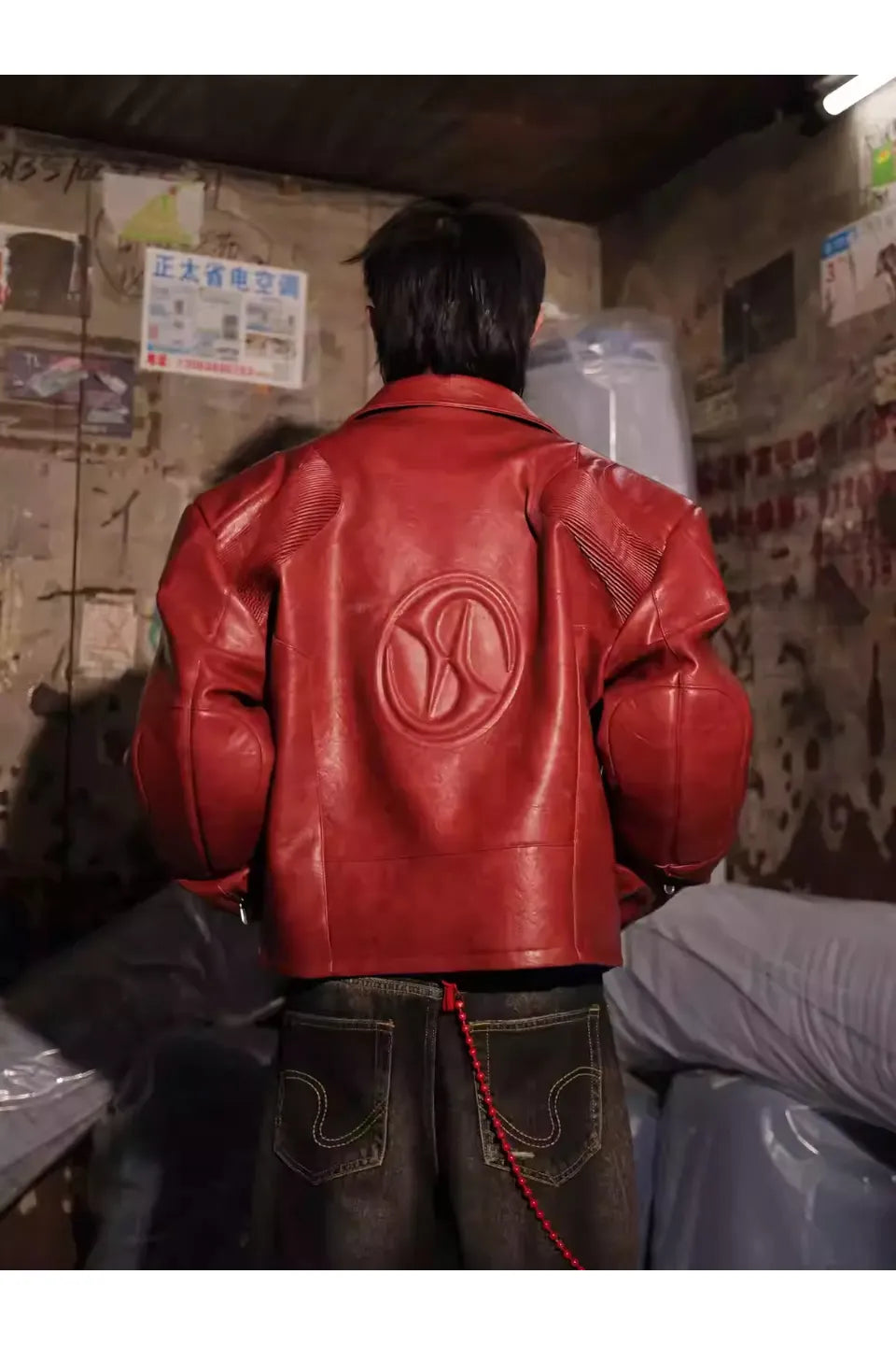 ジャケット・アウター HAS2SONS PU leather jacket HAS2SONS ハズツーソンズ｜Red Curved Blade Sleeve PU Leather