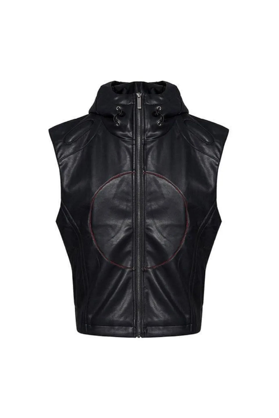 Red Star Hooded Faux Leather Vest