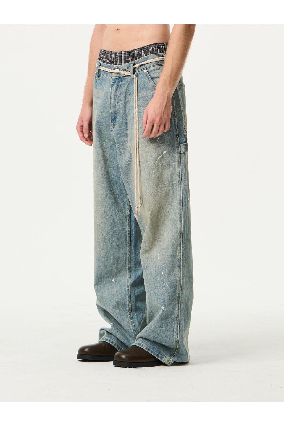 Retro Washed Ink Loose Pants