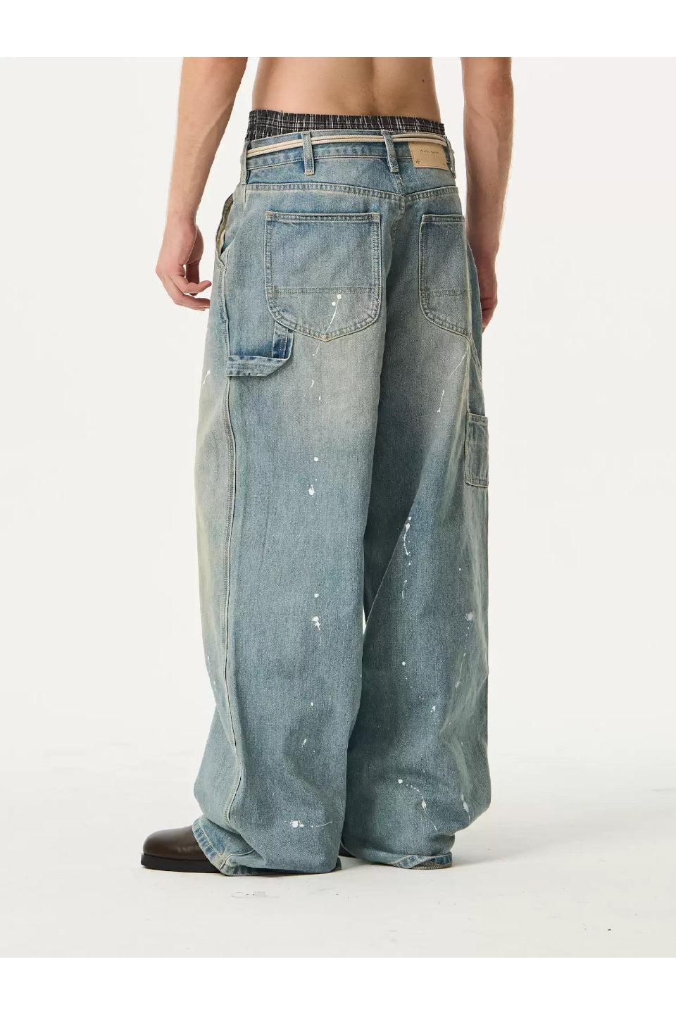 Retro Washed Ink Loose Pants