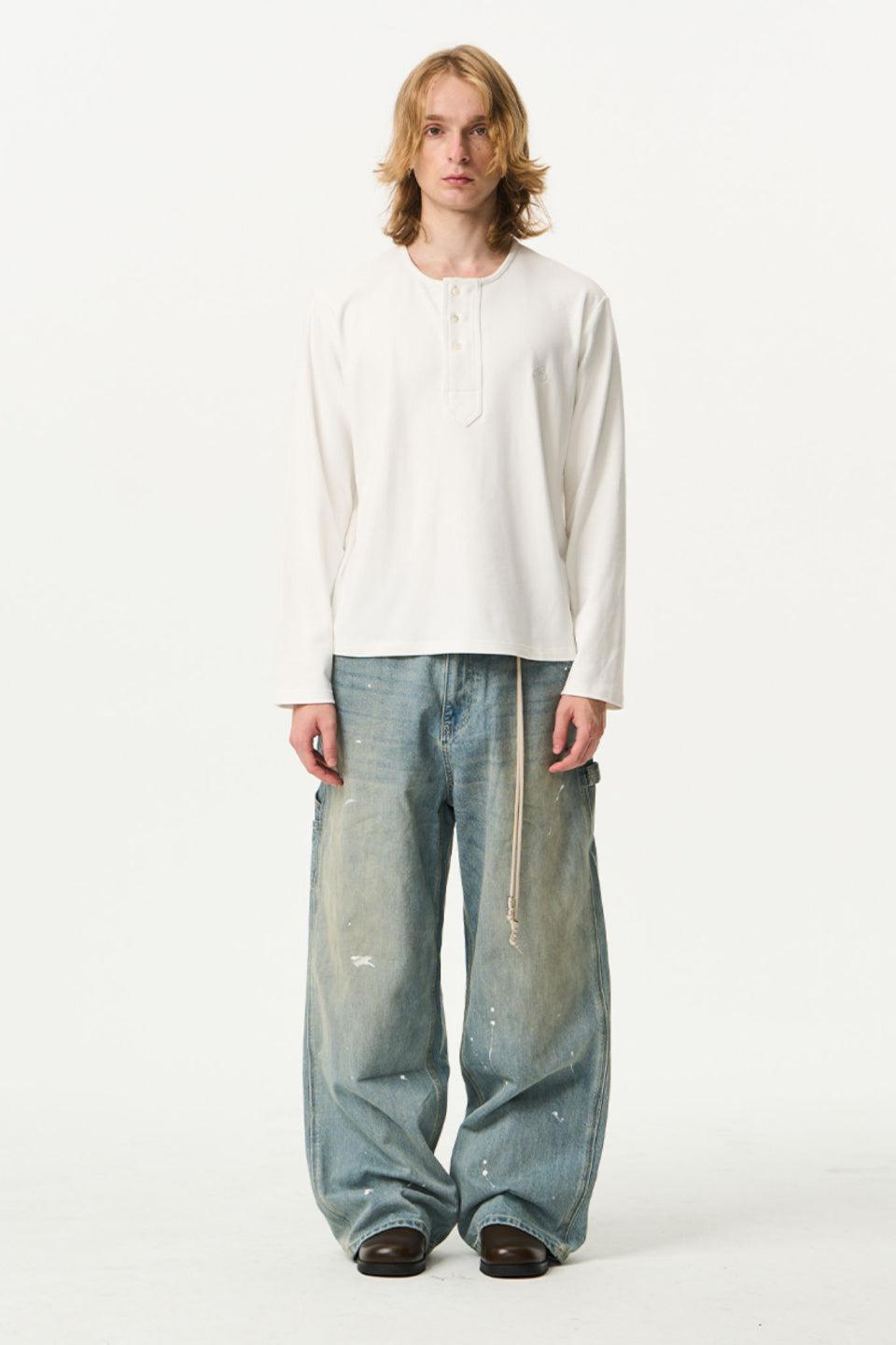 Retro Washed Ink Loose Pants