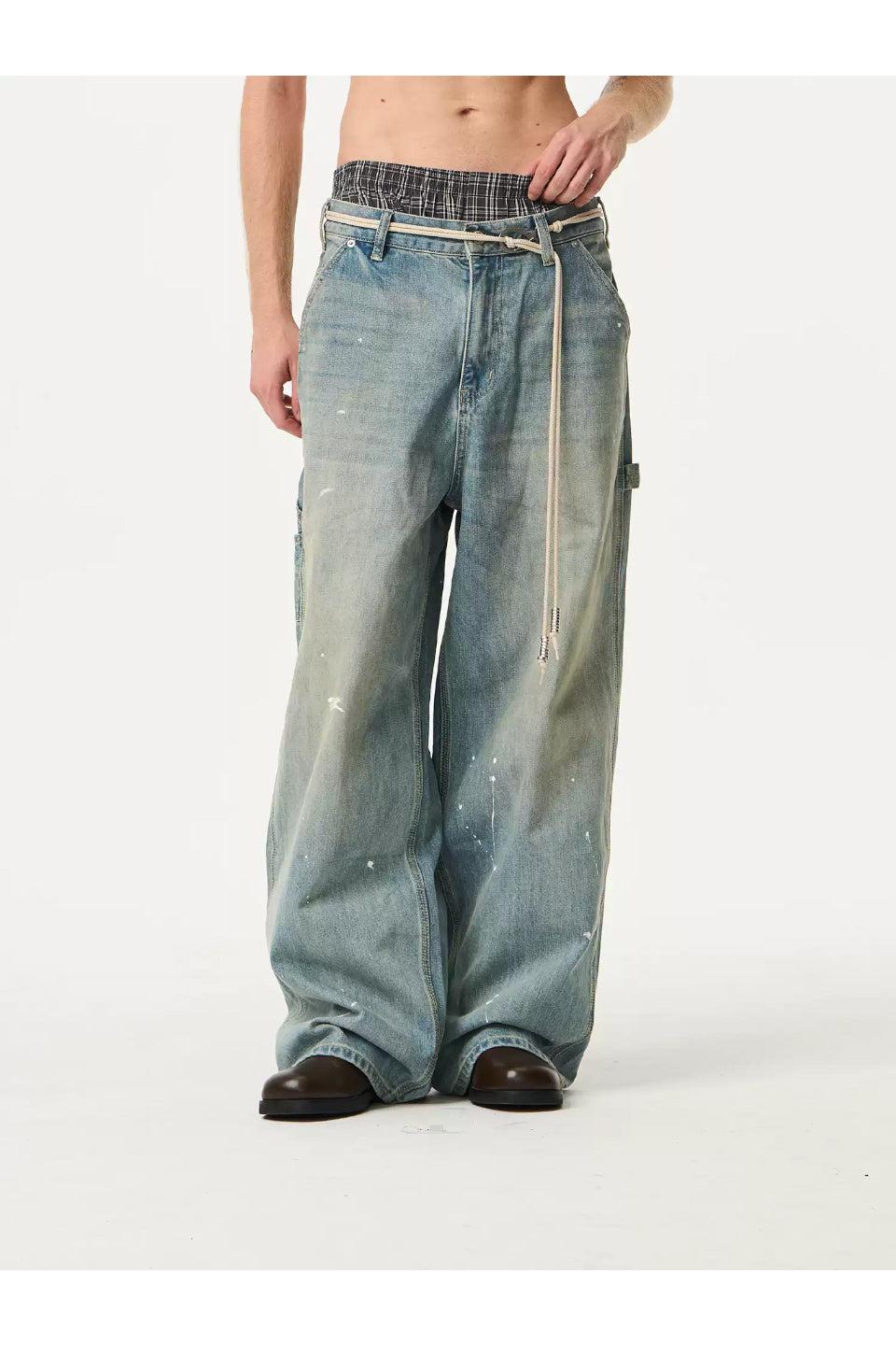 Retro Washed Ink Loose Pants