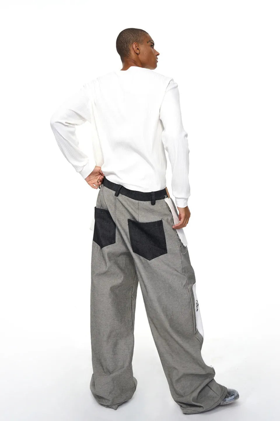 Reversed Patchwork Denim Pants