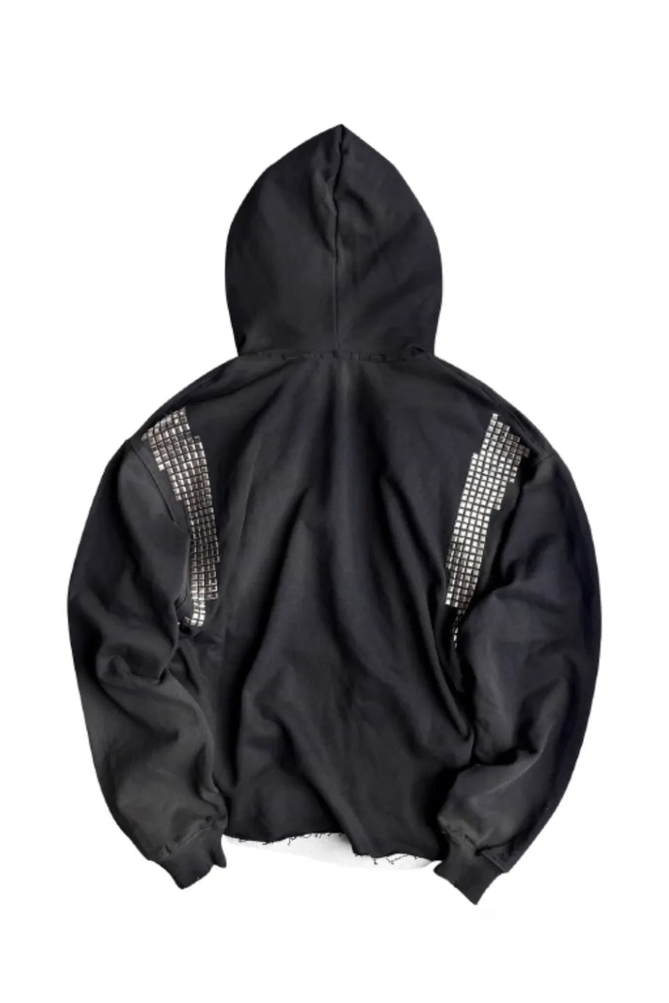 Rhinestone and Rivet Short Wide Leg Washable Sprayed Hoodie