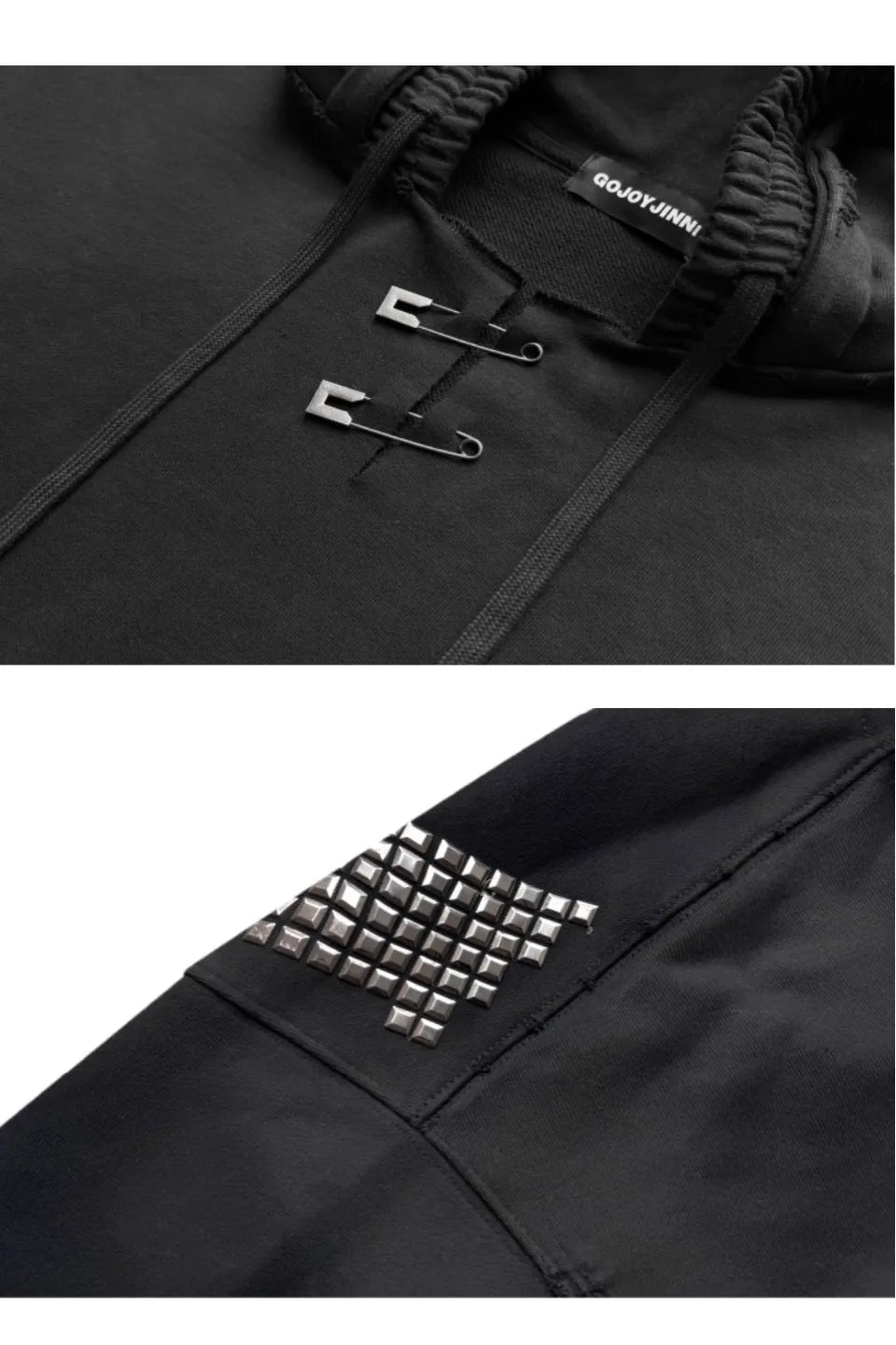 Rhinestone and Rivet Short Wide Leg Washable Sprayed Hoodie