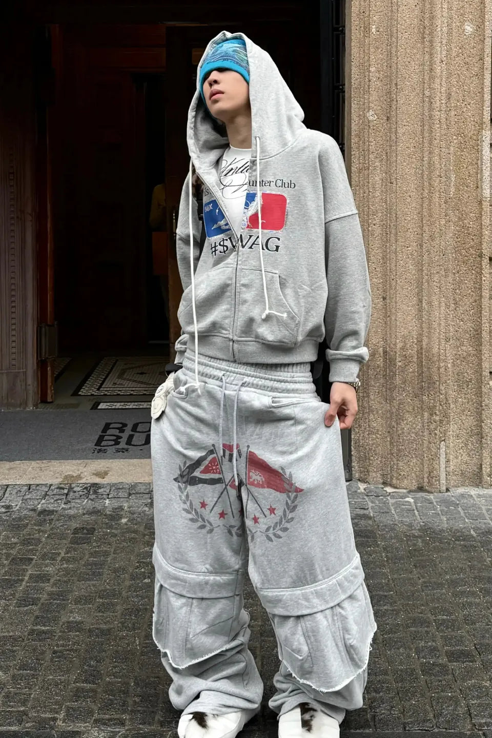 Rhinestone Bootleg NBA Graphic Zip Hoodie
