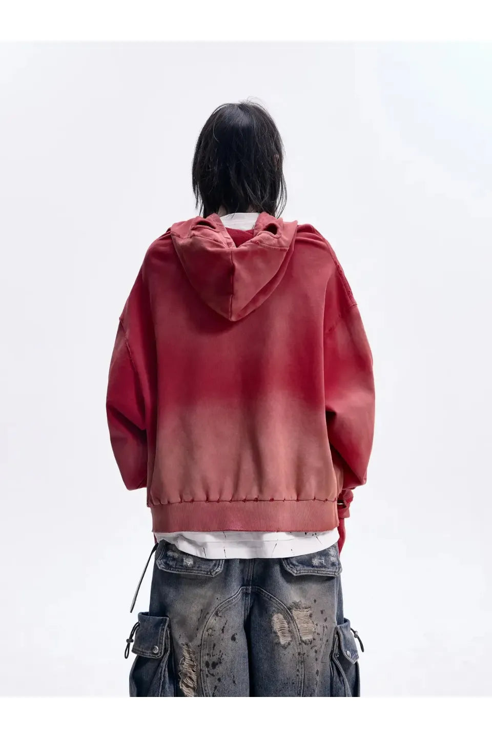 Ripped Full Zip Face Mask Hoodie