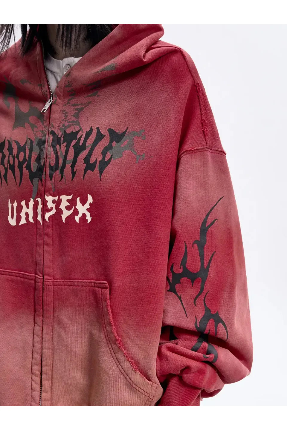 Ripped Full Zip Face Mask Hoodie