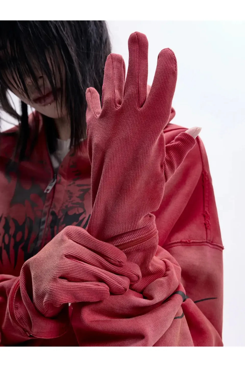 Ripped Full Zip Face Mask Hoodie