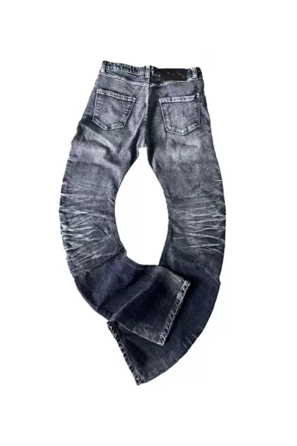 Ripple Cracked Super Long Denim Pants