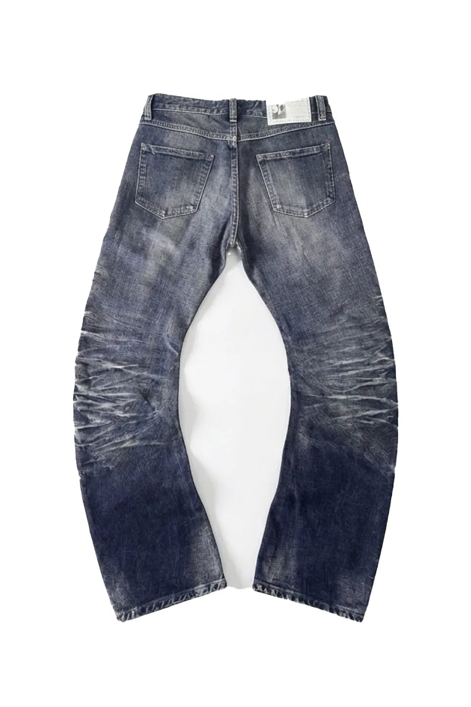 Ripple Cracked Super Long Denim Pants