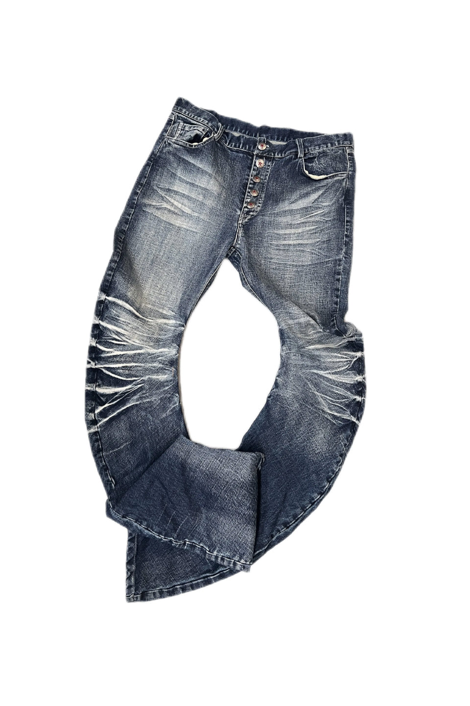 Ripple Cracked Super Long Denim Pants