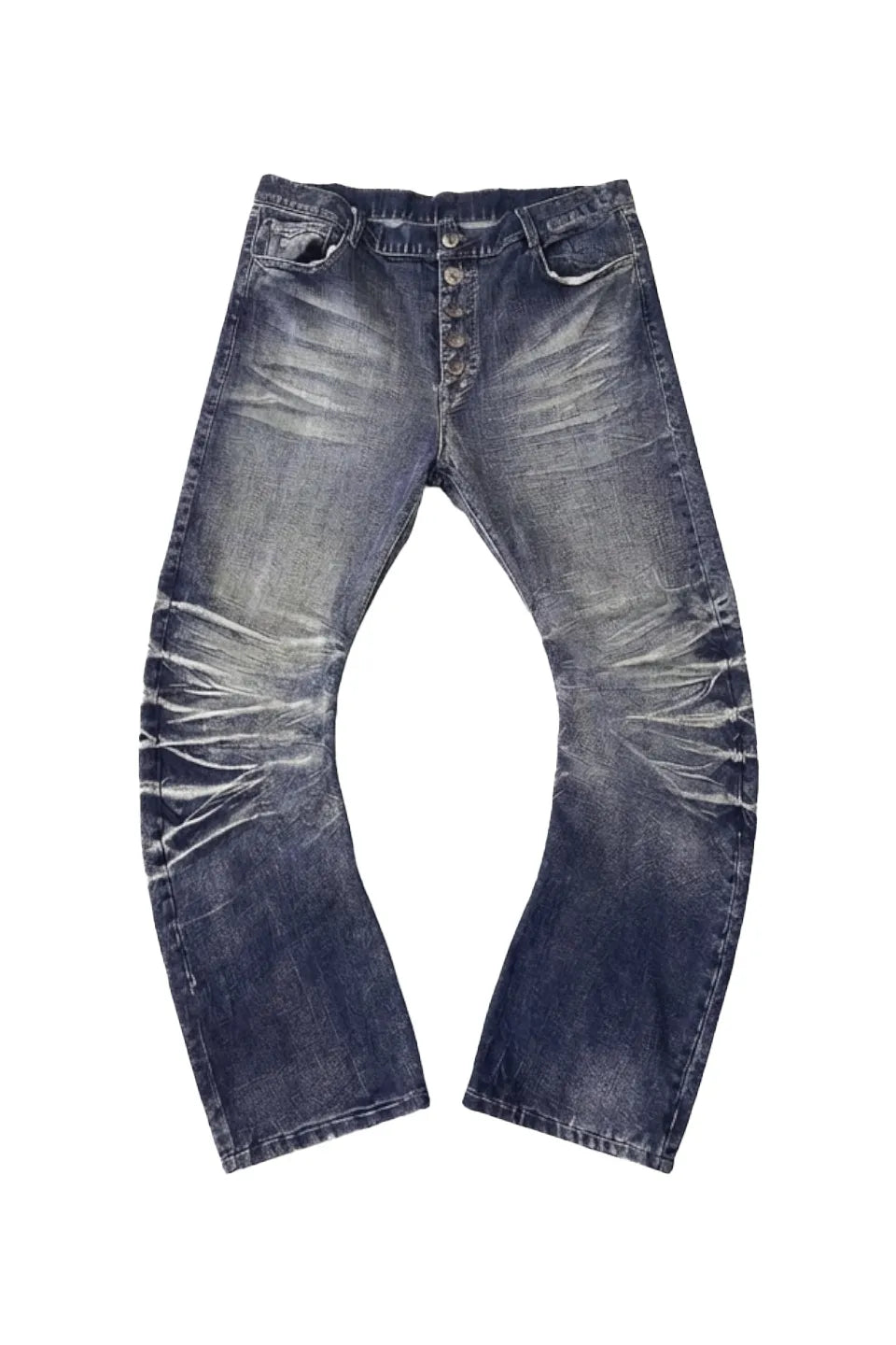 Ripple Cracked Super Long Denim Pants