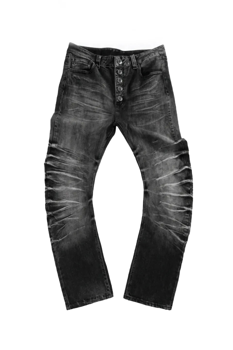 Ripple Cracked Super Long Denim Pants