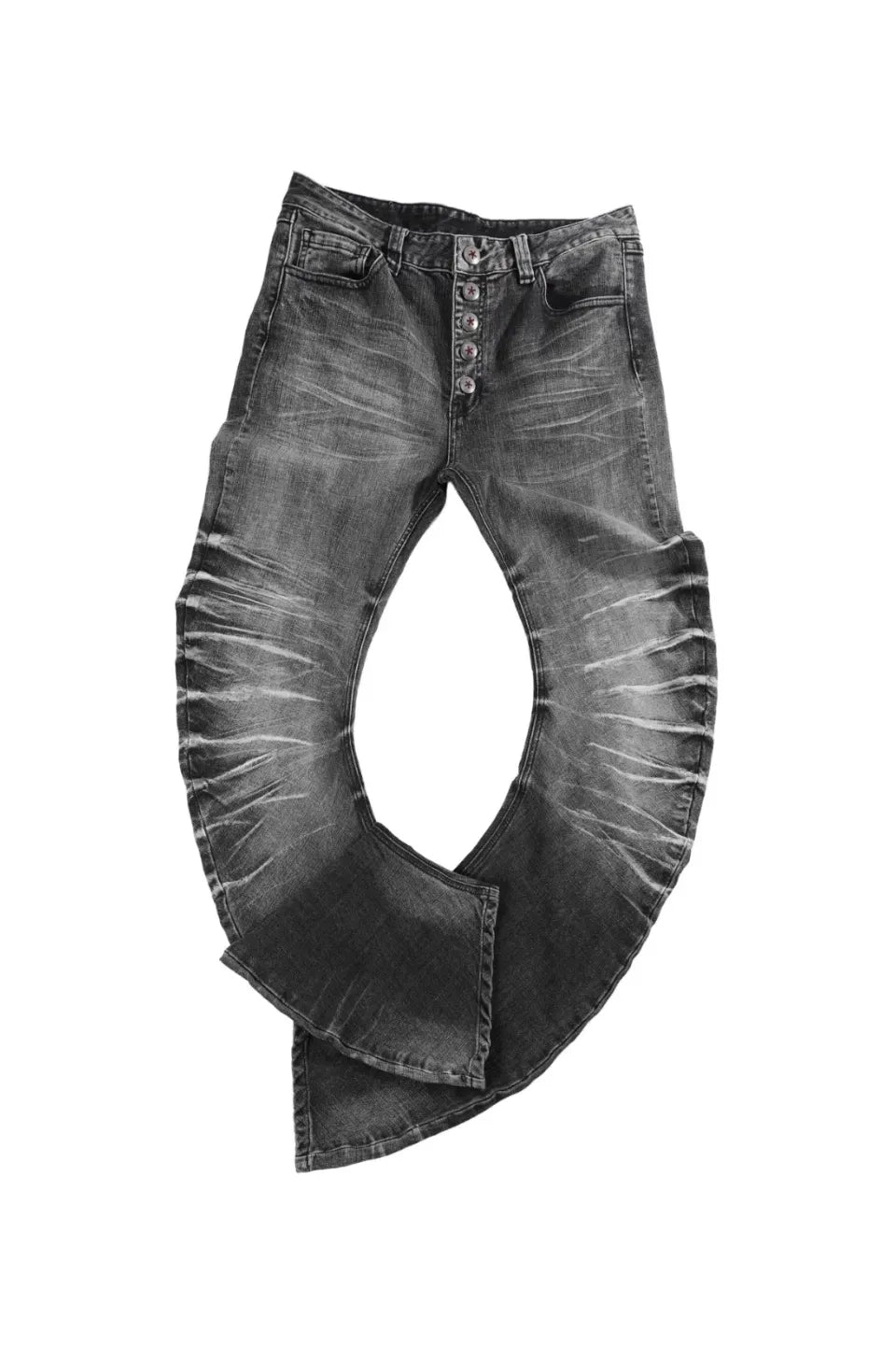 Ripple Cracked Super Long Denim Pants