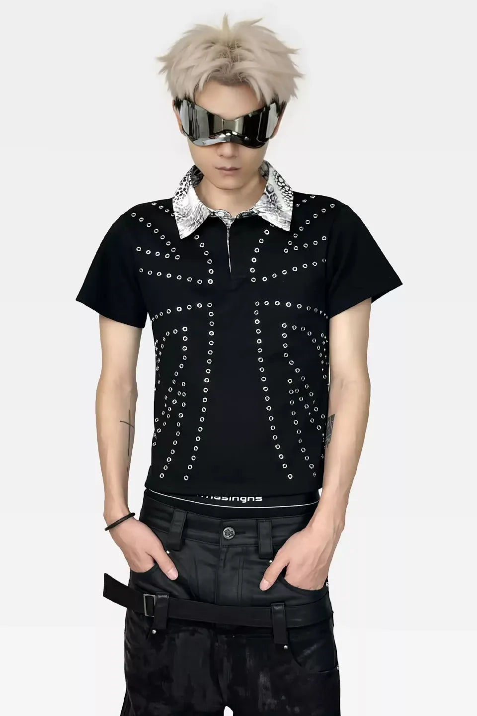 Rivet Leopard Trim Polo Shirts