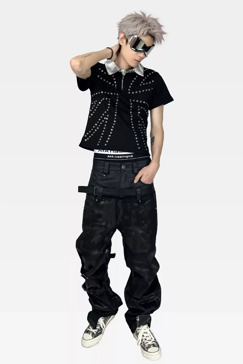 Rivet Leopard Trim Polo Shirts