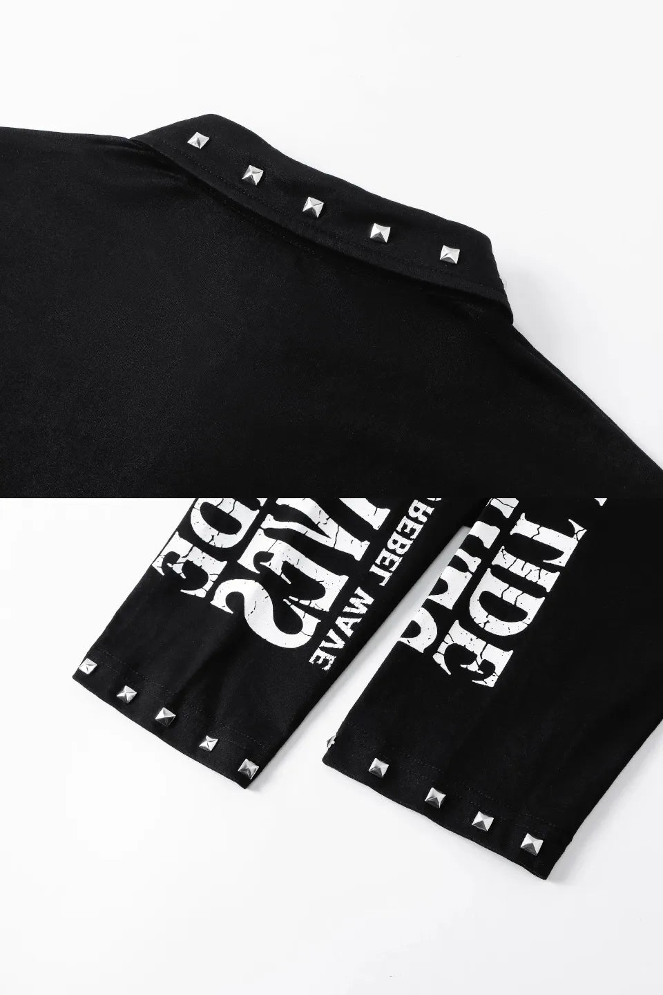 Russian Text & Rivet Print LS Polo Shirt
