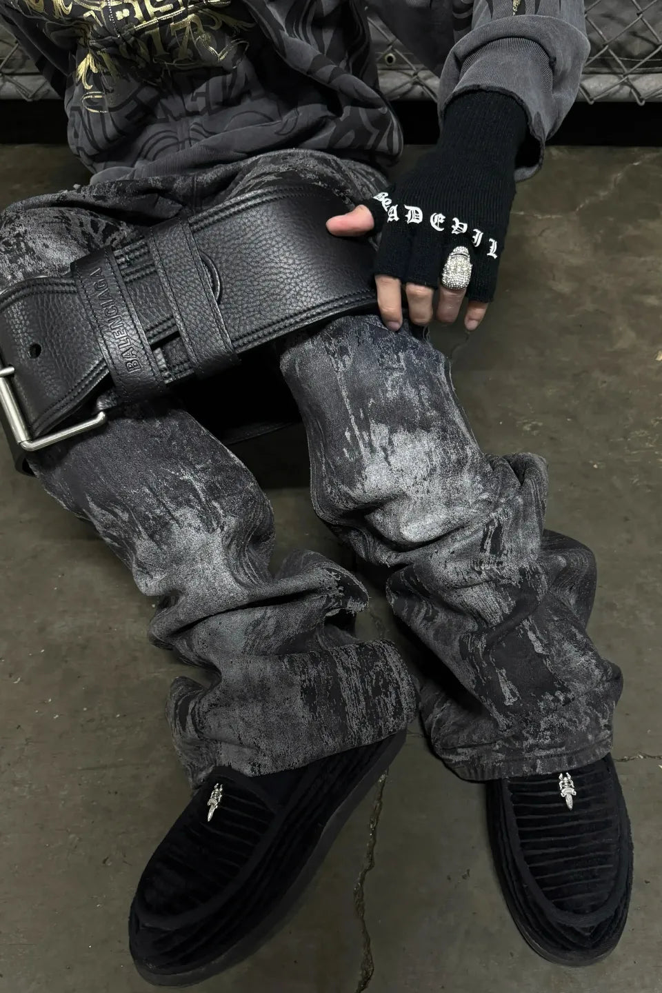 Sanskrit Punk Fingerless Gloves