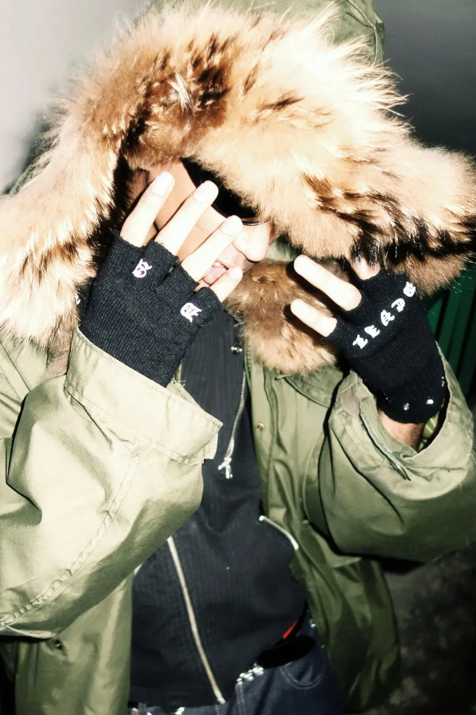 Sanskrit Punk Fingerless Gloves