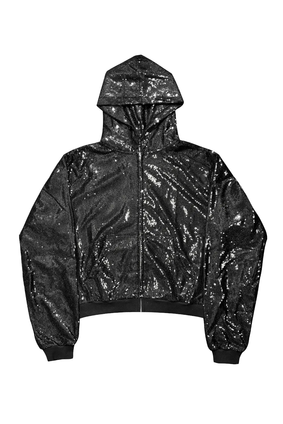Sequin Liquid Metal Zip Hoodie