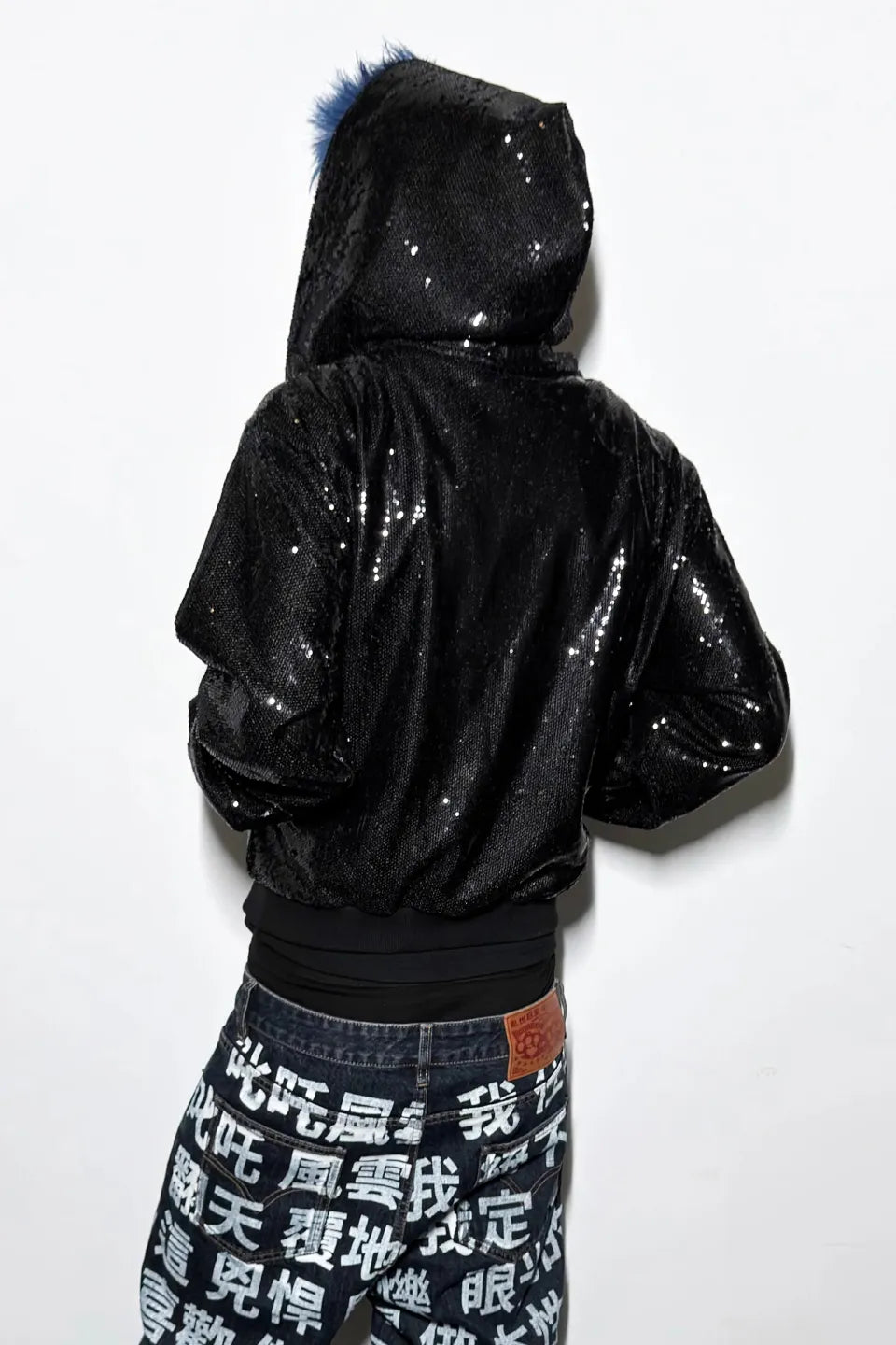 Sequin Liquid Metal Zip Hoodie