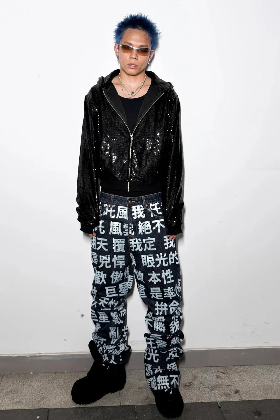 Sequin Liquid Metal Zip Hoodie