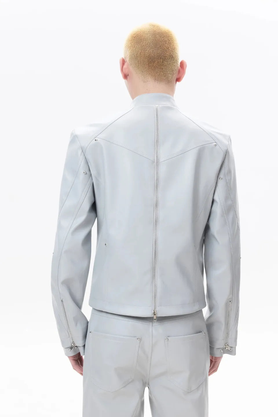 Sharp Zip Leather Jacket