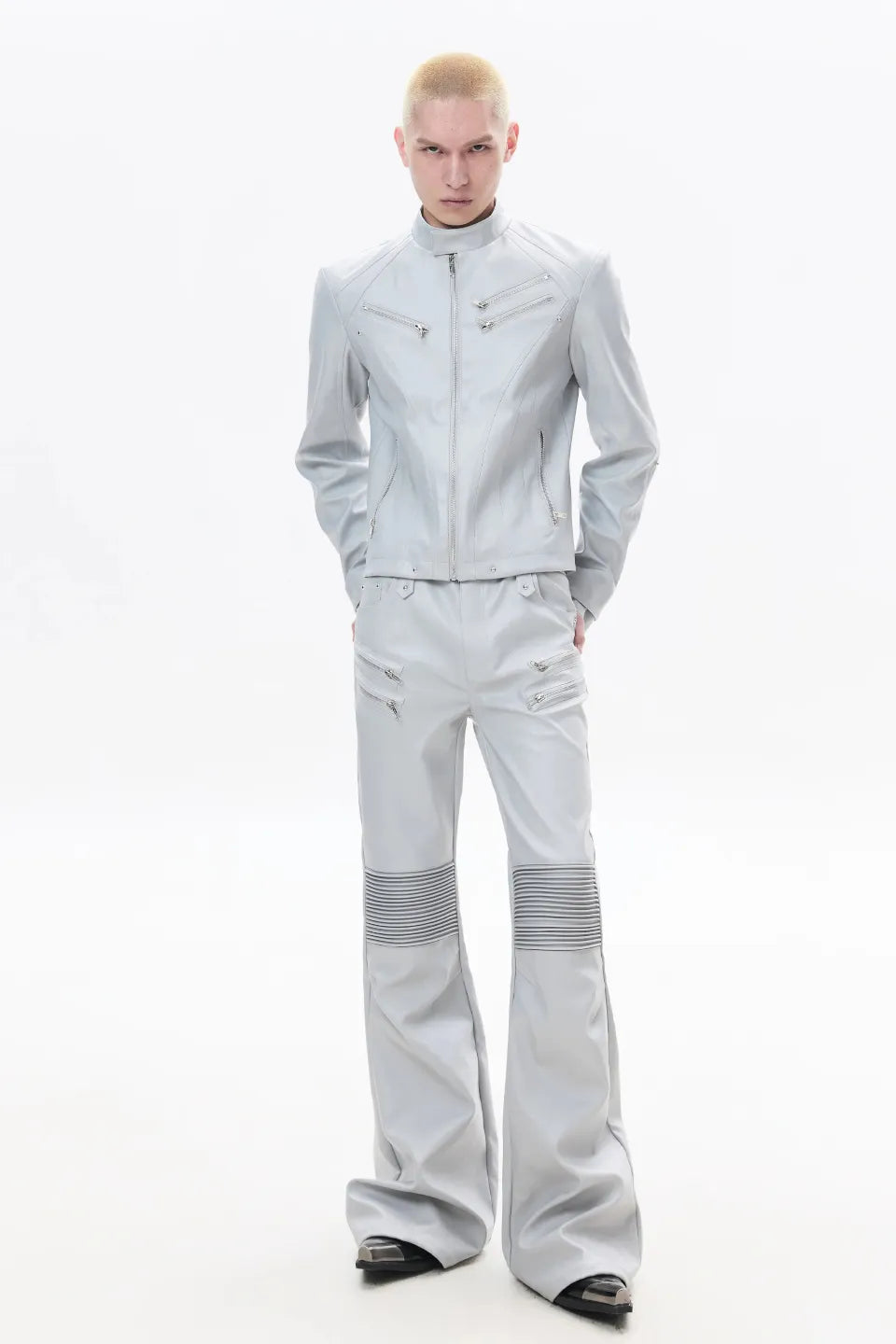 Sharp Zip Leather Jacket