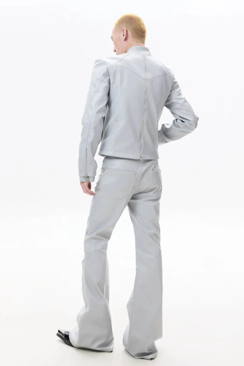 Sharp Zip Leather Jacket