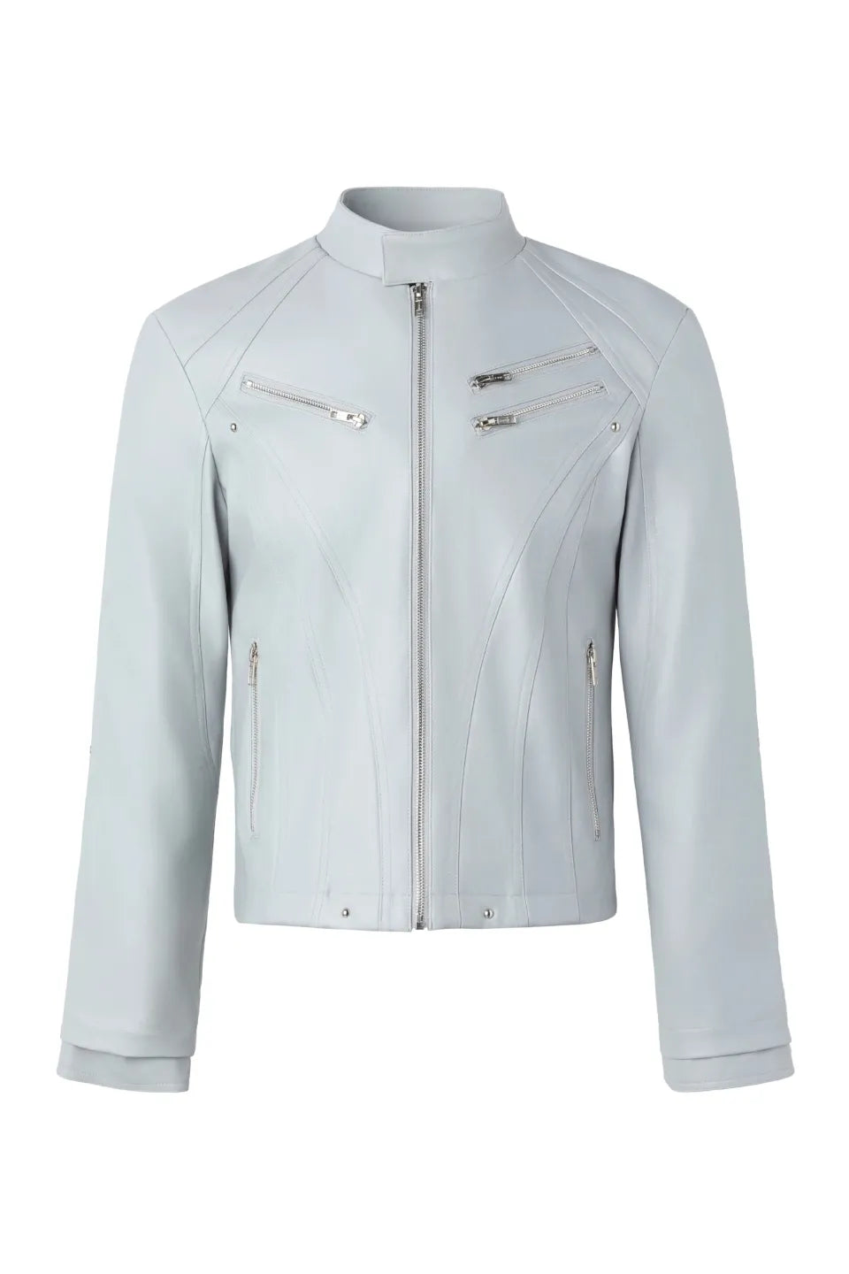 Sharp Zip Leather Jacket