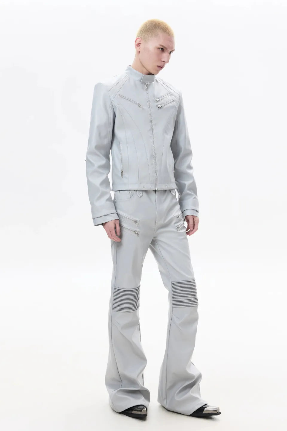 Sharp Zip Leather Jacket