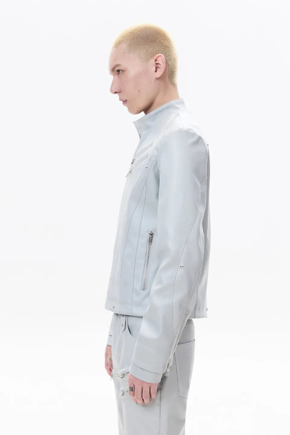 Sharp Zip Leather Jacket