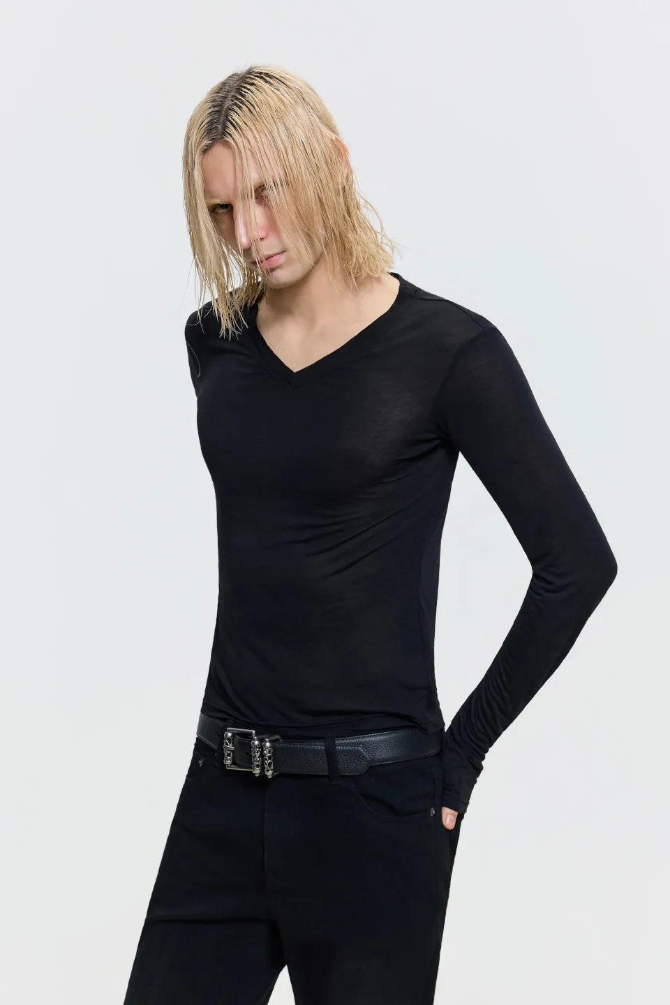 Sheer V Neck Knit